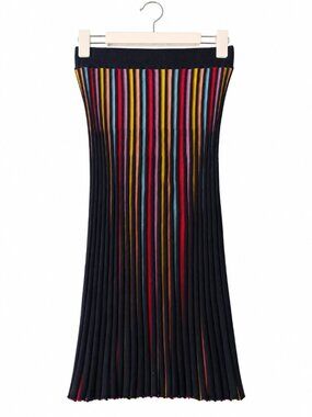 Pure Collection Multicolor Stripe Viscose Knit Pleated Midi Skirt NWT S